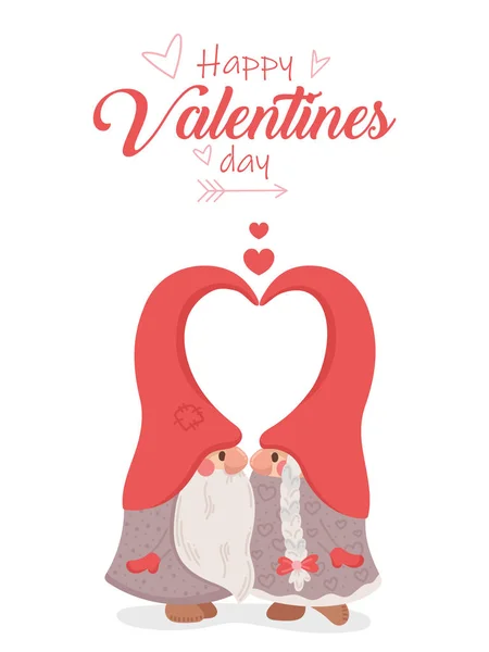 Greeting Card Gnomes Valentines Day — Stock Vector
