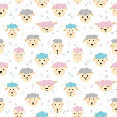 Bebek ürünleri, ambalaj kağıdı ve diğer ürünler için şirin koyunlarla ışık deseni.