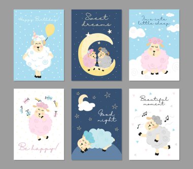 Şirin koyunlu tatil kartları.