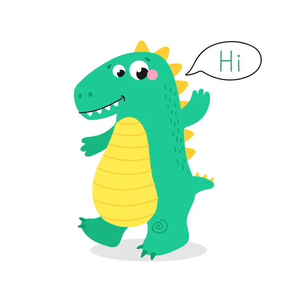 Vector Image Little Dinosaur Waving — Stock Vector