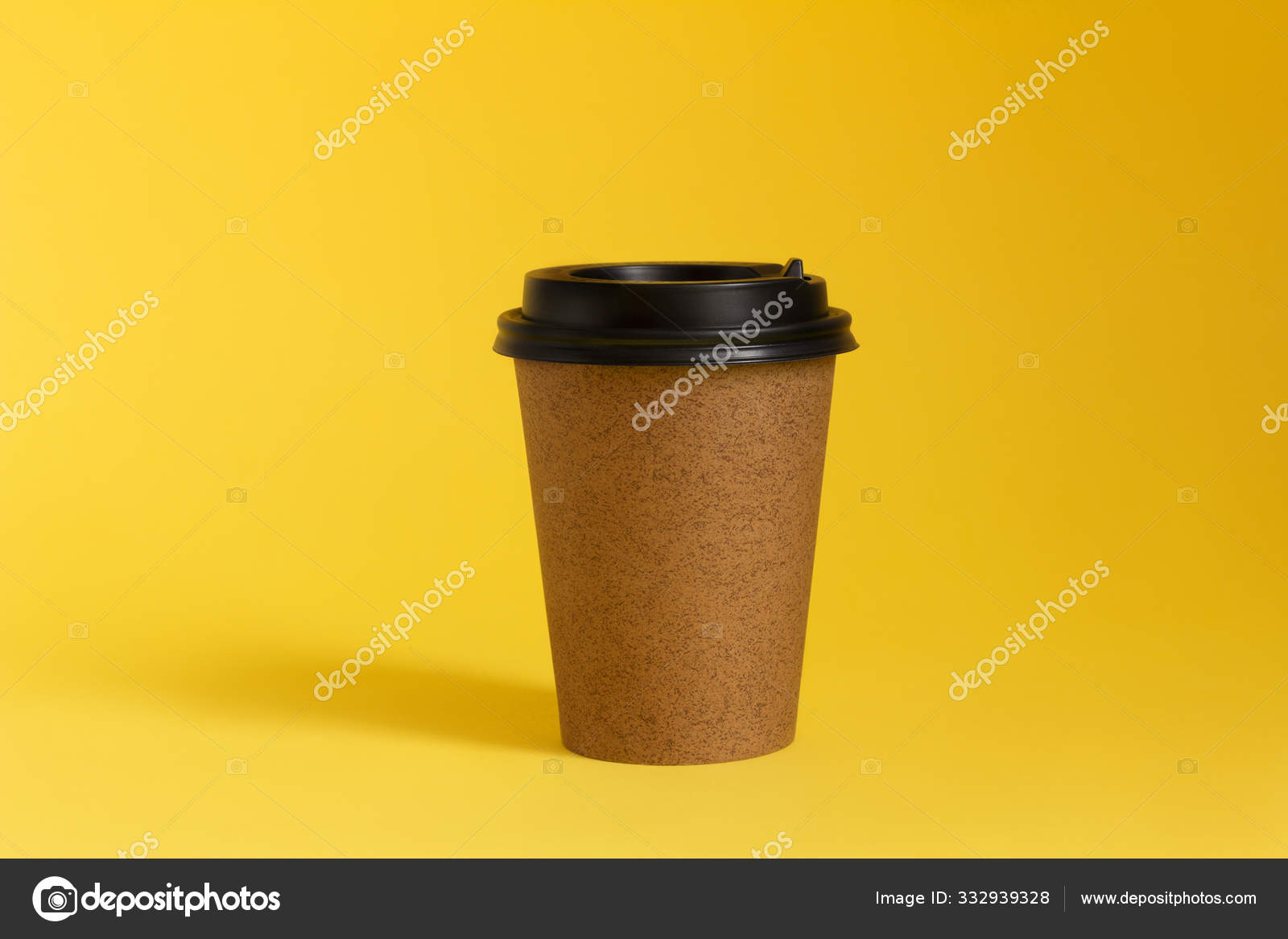 Download Kraft Paper Coffee Cup On Yellow Background Blank Space For Brand Take Away Coffee Cup Mockup Stock Photo Image By C Mkiryakova 332939328