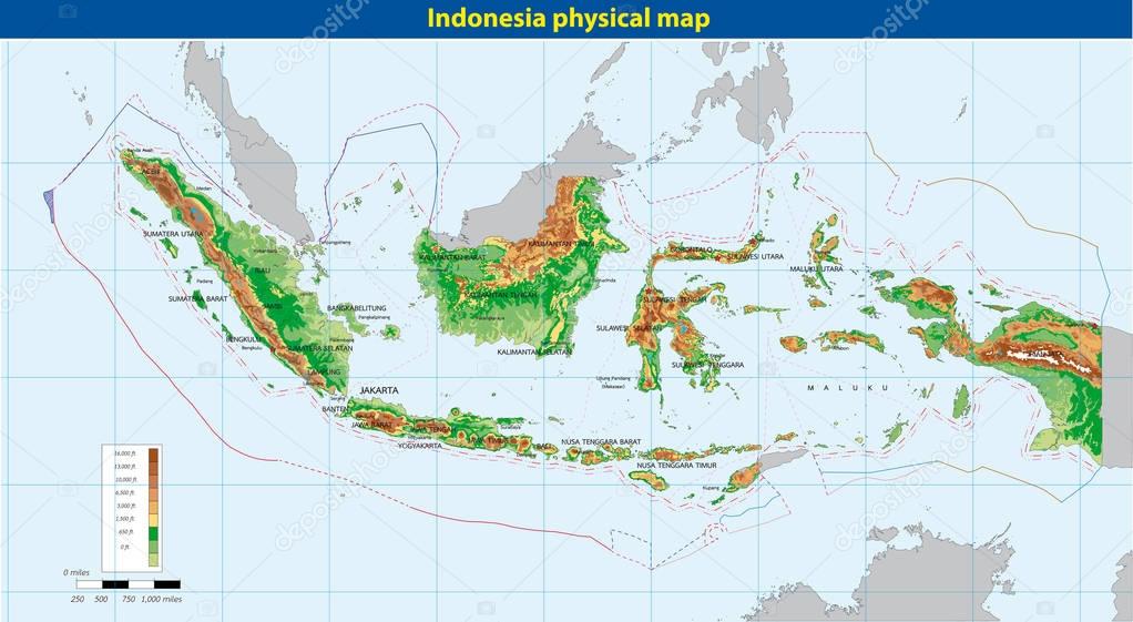 Indonesia physical map