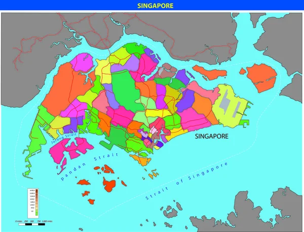 Singapore-Kartenvektor — Stockvektor