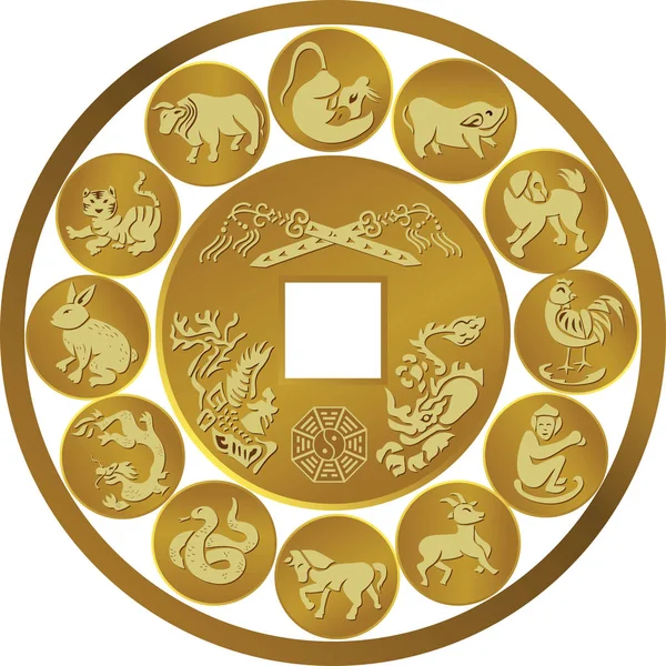 Zodíaco símbolos de moneda — Archivo Imágenes Vectoriales
