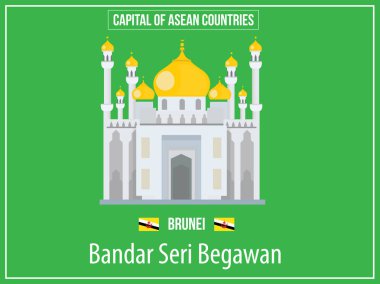 Vektörel çizimler illüstrasyon Brunei ülkenin başkenti
