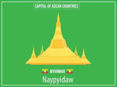 Vektörel çizimler illüstrasyon Myanmar ülkenin başkenti