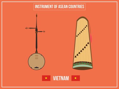 Vietnam enstrüman ülke vektörel çizimler çizimi