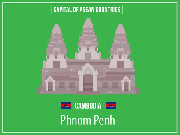 Vektörel çizimler illüstrasyon Kamboçya ülkenin başkenti