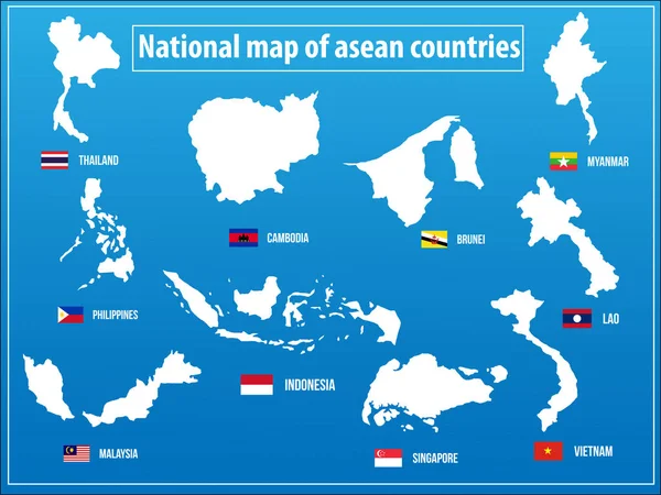 Vektorer illustration av nationella karta över asiatiska länder — Stock vektor