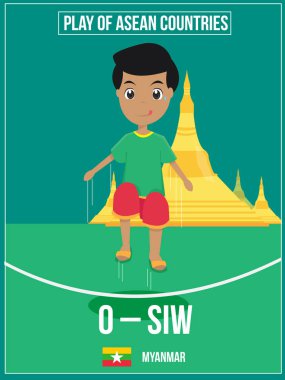 Ulusal oynamak oyun kültür Myanmar vektör çizim