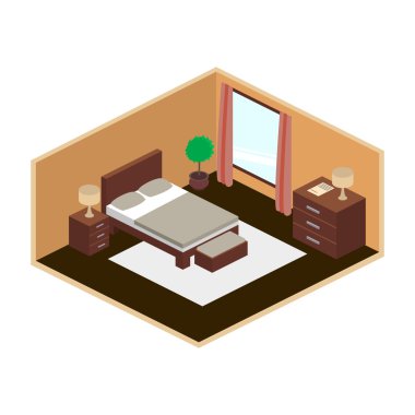 Modern yatak odası isometry 