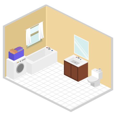 Banyo izometrik iç tasarım