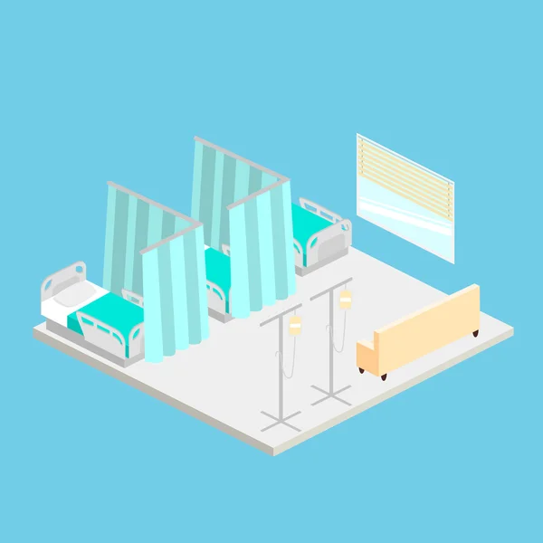 Hospital sala isométrica — Vector de stock