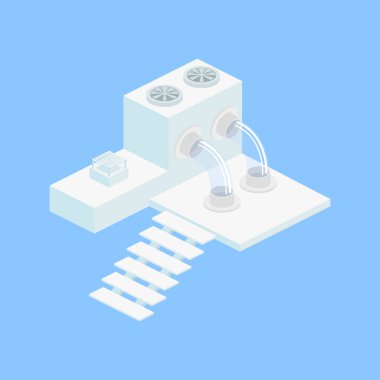 İzometrik fabrika veya laboratuvar simgeler