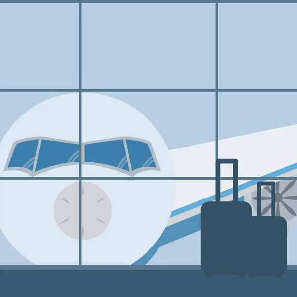 Esperando en el aeropuerto antes de viajar — Archivo Imágenes Vectoriales