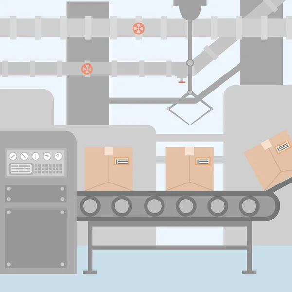 Sistema transportador de diseño plano . — Vector de stock