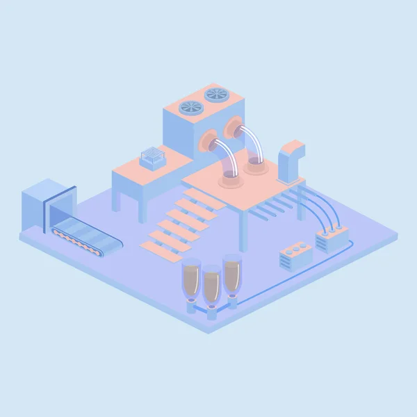 Iconos isométricos de fábrica o de laboratorio — Archivo Imágenes Vectoriales