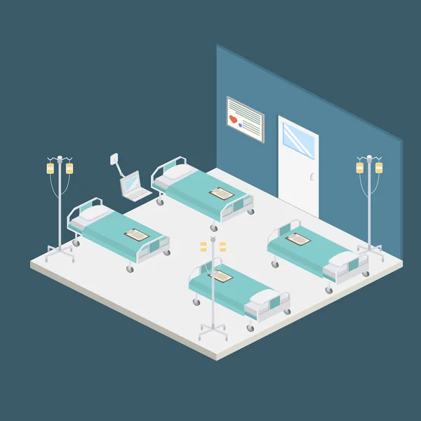 Isometric hôpital design intérieur — Image vectorielle
