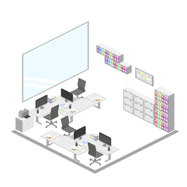 Isometric bureau créatif intérieur — Image vectorielle