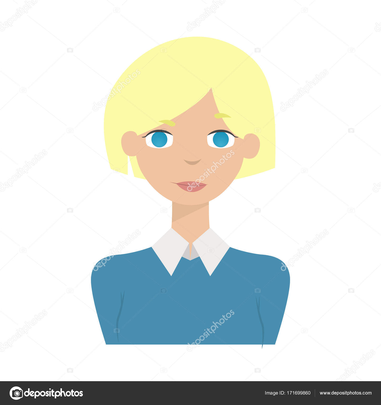 Cartoon Woman Character With Blonde Hair Stock Vector
