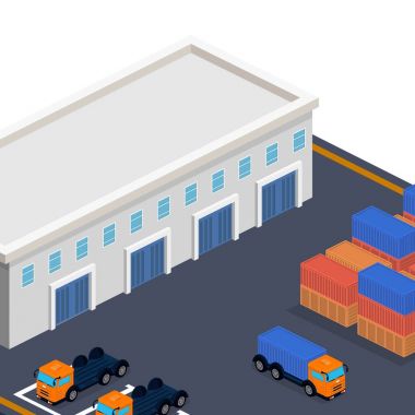 Yükleme makineleri ile izometrik ambar