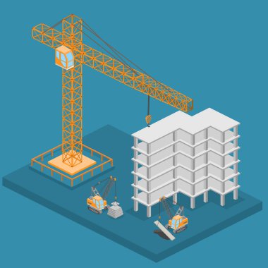 Çok öykülü bina kamyon vinç