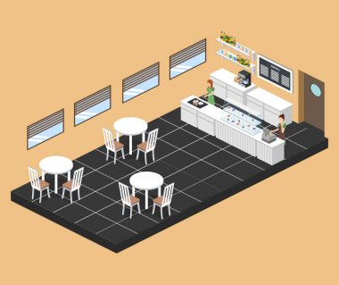 Cafe iç işçi simgesiyle