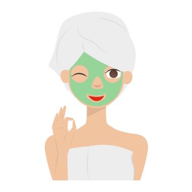 Yüz maskesi Tamam el hareketi ile kadın