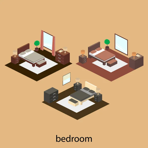 Slaapkamer interieur pictogrammen — Stockvector