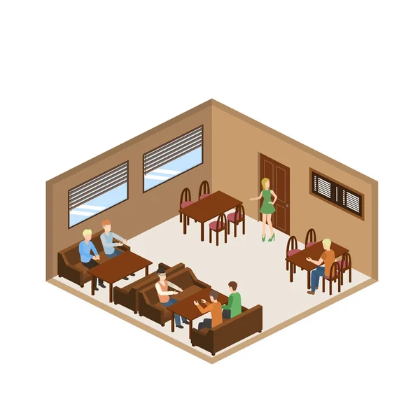 Café interior com ícone de pessoas — Vetor de Stock