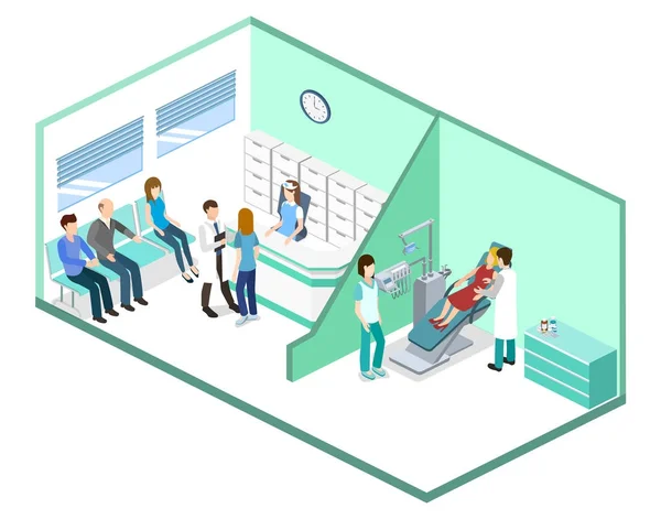 Sala de espera del hospital con personas — Vector de stock