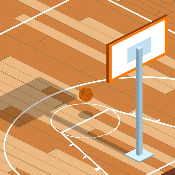 Campo de basquete com bola — Vetor de Stock