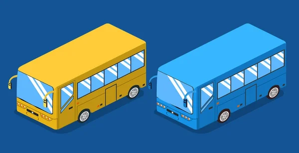 Изометрический набор городских автобусов — стоковый вектор