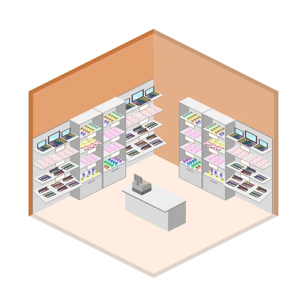 Cosmétique boutique intérieur — Image vectorielle