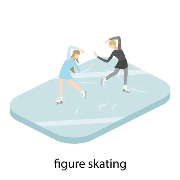 Patinadores montando sobre hielo — Vector de stock