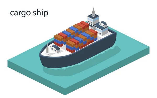 Isometrisches Frachtschiff — Stockvektor