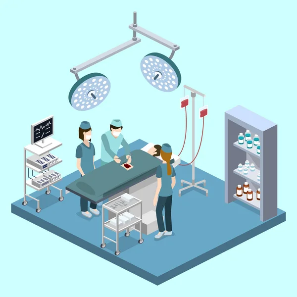 Operační sál nemocnice s lidmi — Stockový vektor