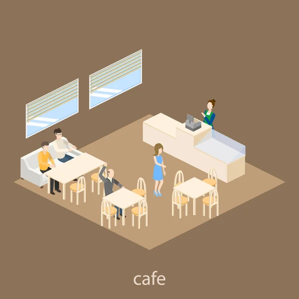 Cafe inredning med ikonen personer — Stock vektor