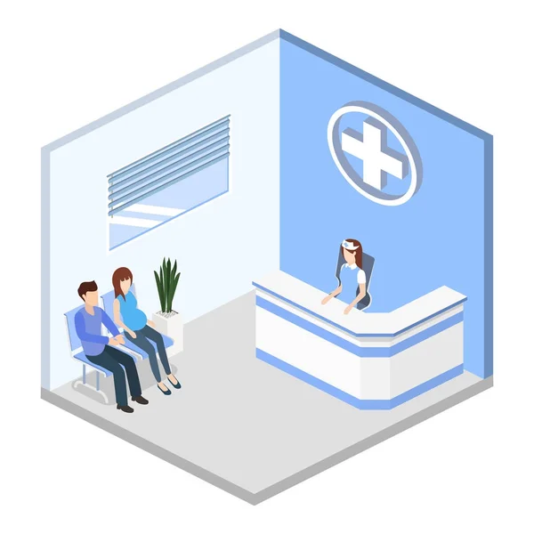 Sala de espera del hospital con personas — Vector de stock