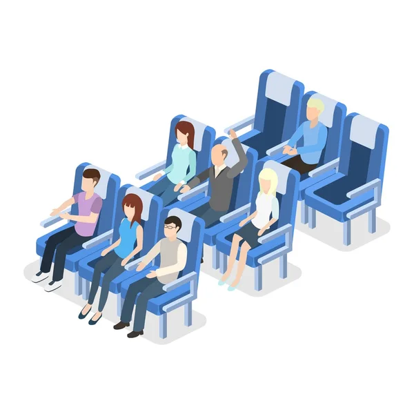 Isometric armchairs with passengers — Stock Vector