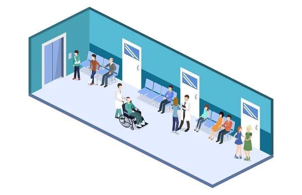Salle d'attente de l'hôpital avec personnes — Image vectorielle