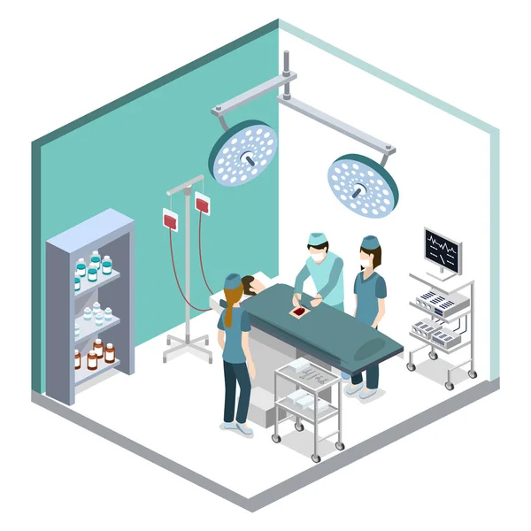 Sjukhuset operationssalen med personer — Stock vektor