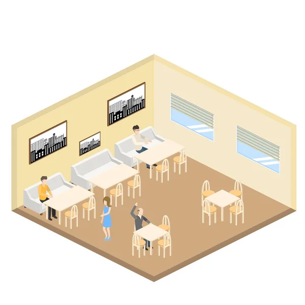 Café interior com ícone de pessoas — Vetor de Stock
