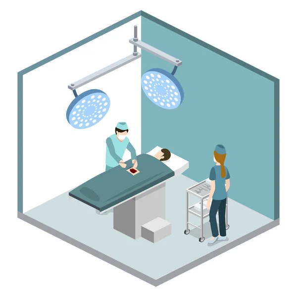 Sala de operaciones del hospital con personas — Vector de stock