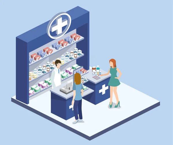 Farmácia loja interior — Vetor de Stock