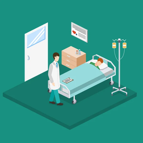 Sala de hospital con personas — Vector de stock