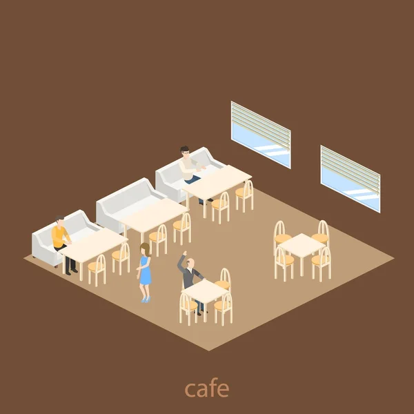 Cafe wnętrze z ikonę osób — Wektor stockowy