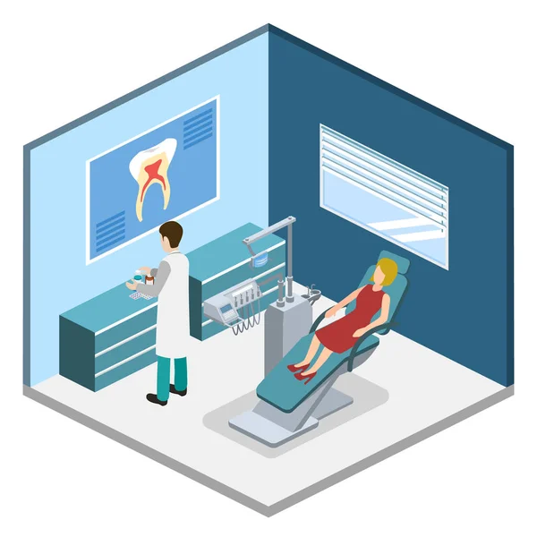 Zubní ordinaci se lékař a pacient — Stockový vektor