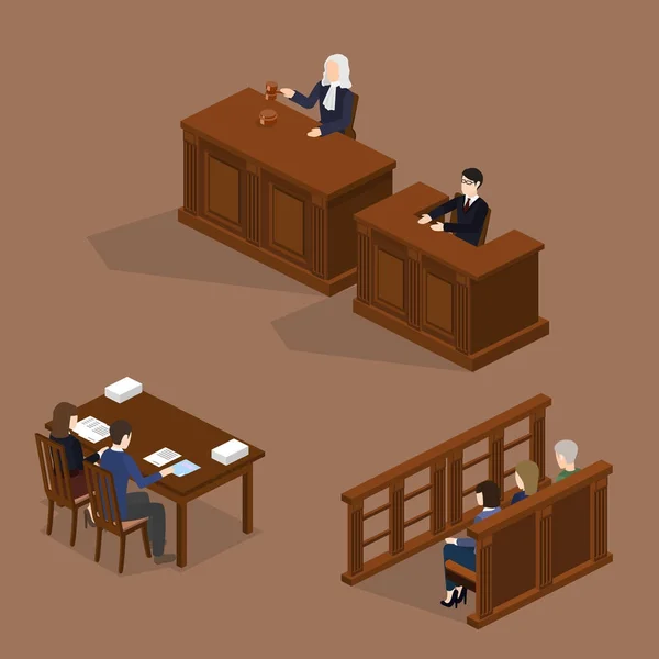 Court room interior with people — Stock Vector