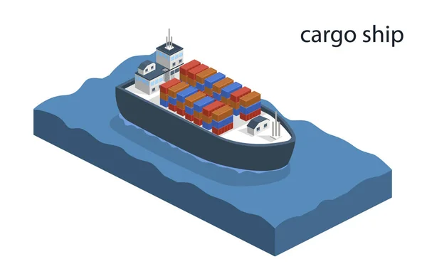 Изометрический грузовой корабль — стоковый вектор